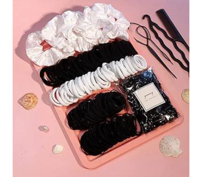 755PCS Hair Scrunchies For Thick and Curly hair (Black)